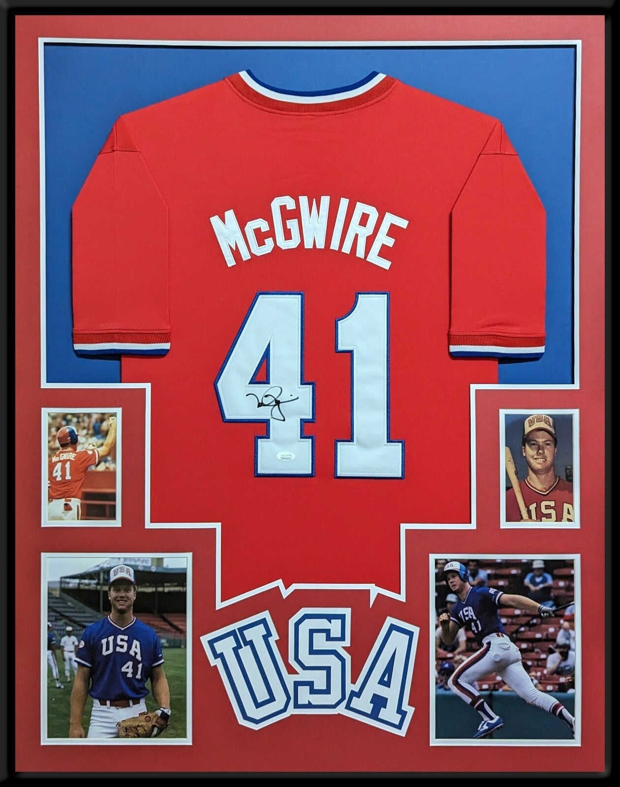 Framed Mark Mcgwire Autographed Signed Team Usa Jersey Jsa Coa
