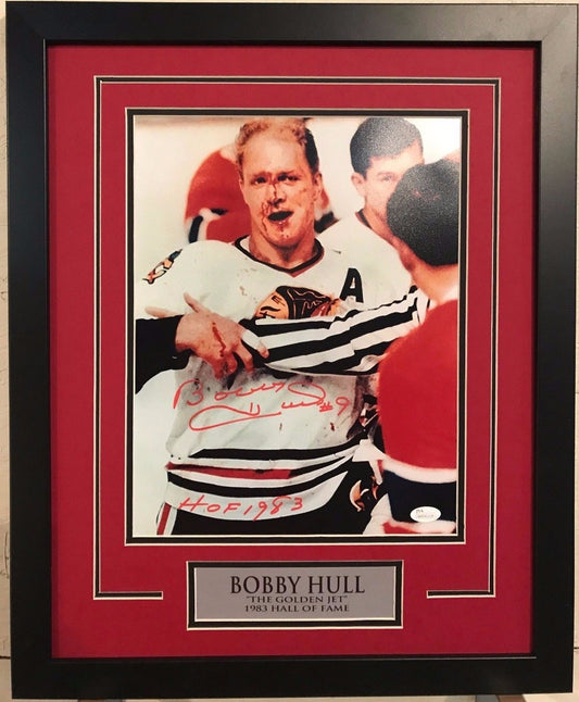 Framed Signed Inscribed Bobby Hull Chicago Blackhawks 11X14 Photo Jsa Coa