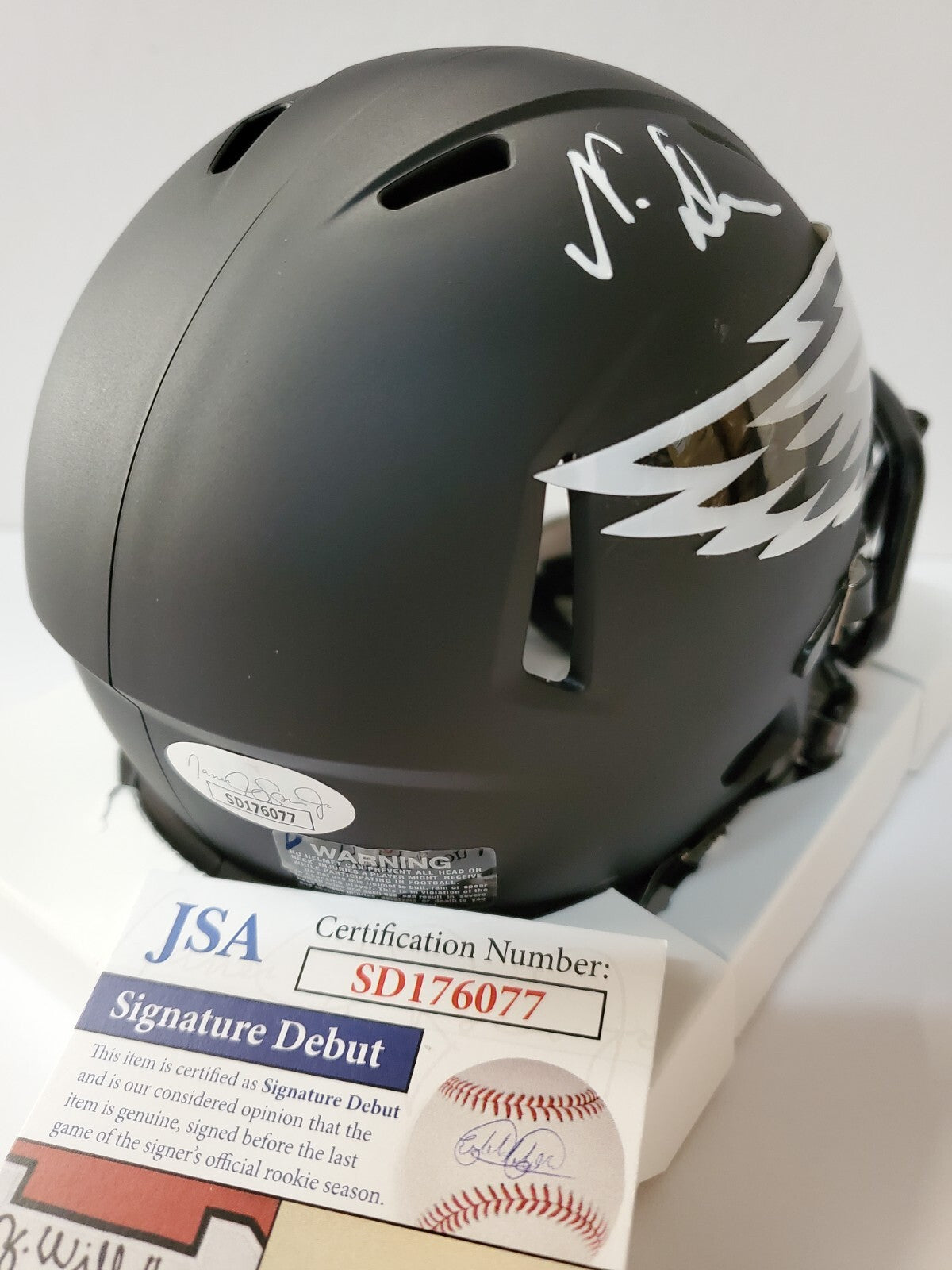 Philadelphia Eagles Nakobe Dean Autographed Signed Eclipse Mini Helmet Jsa Coa