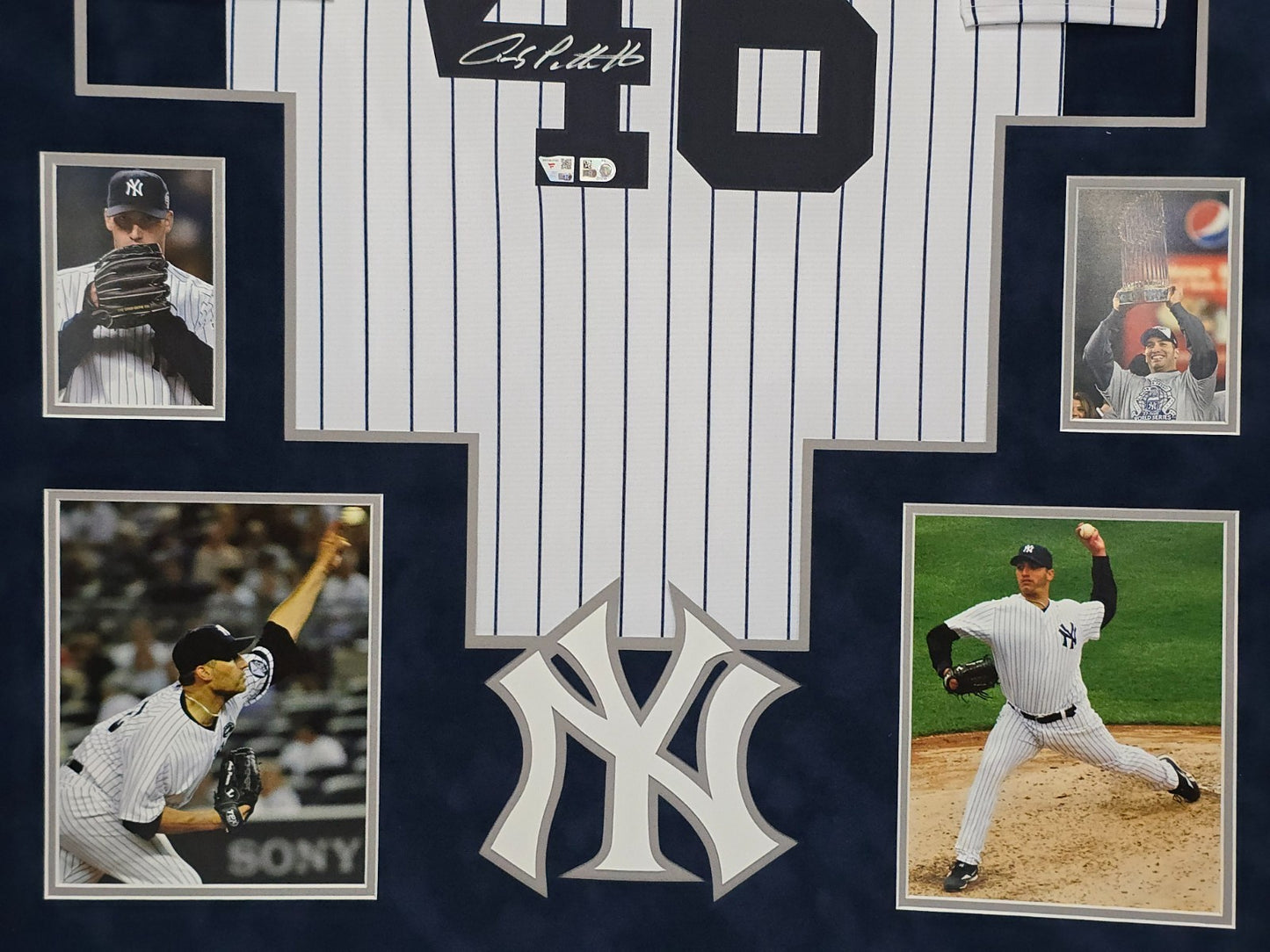 Framed Suede Andy Pettitte Autographed Signed New York Yankees Jersey Fanatics
