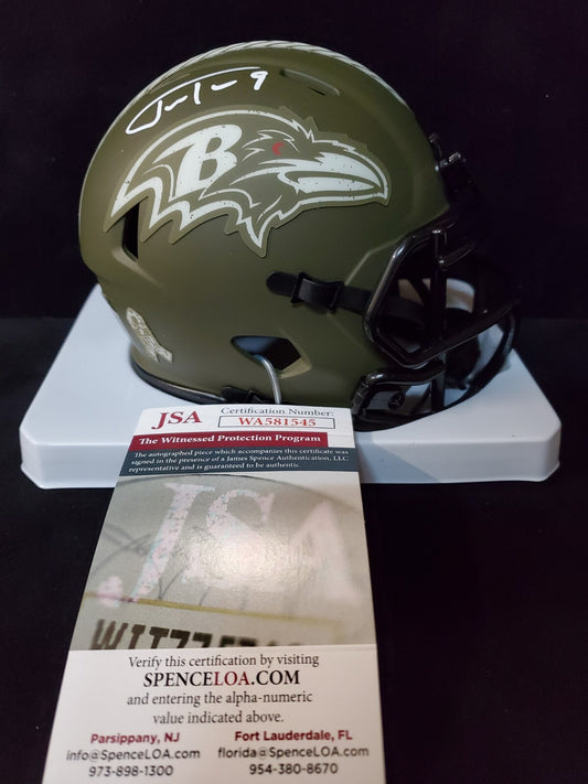 Baltimore Ravens Justin Tucker Signed Salute To Service Mini Helmet Jsa Coa