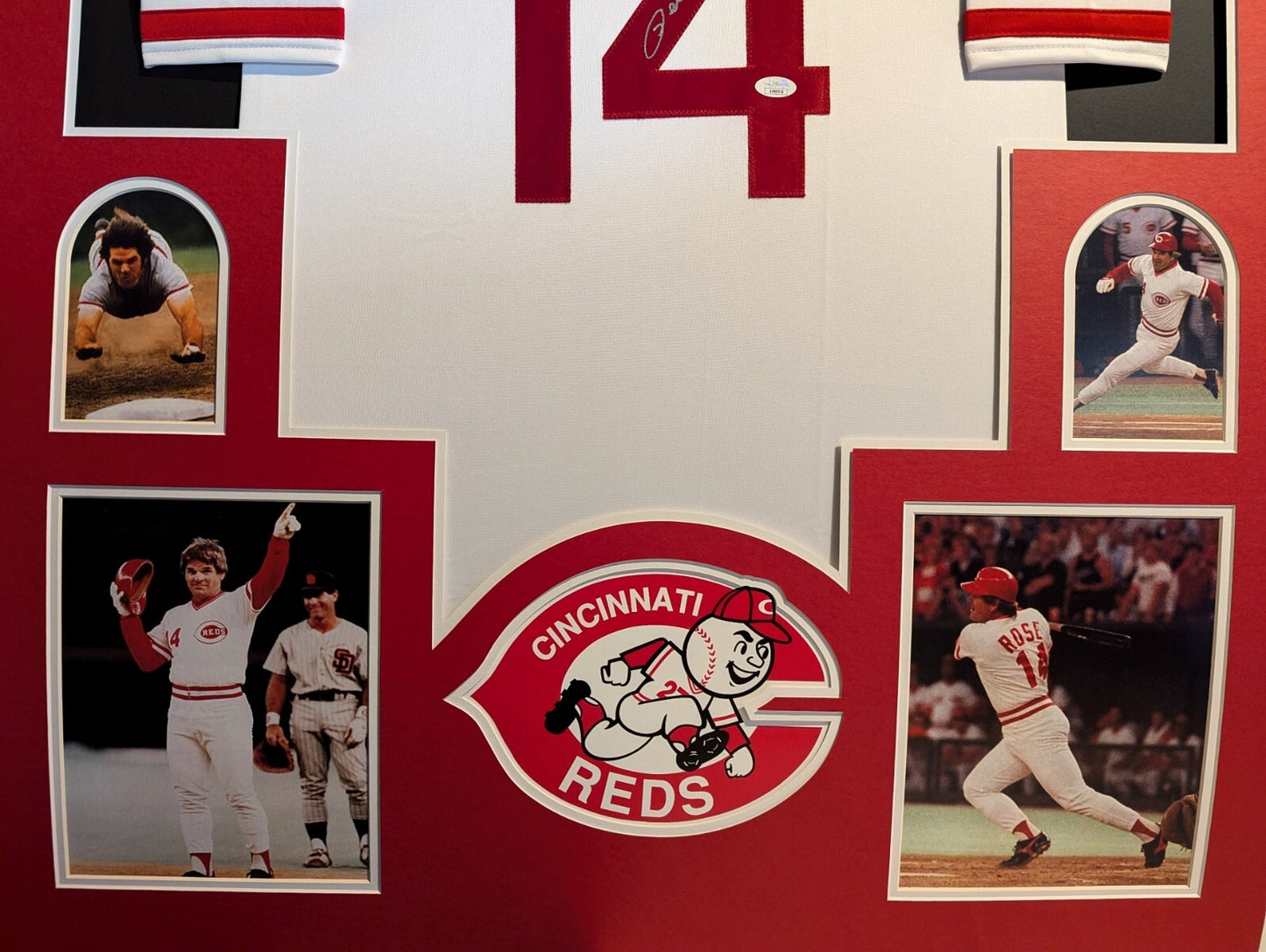 Framed Cincinnati Reds Rose Autographed Signed Jersey Jsa Coa