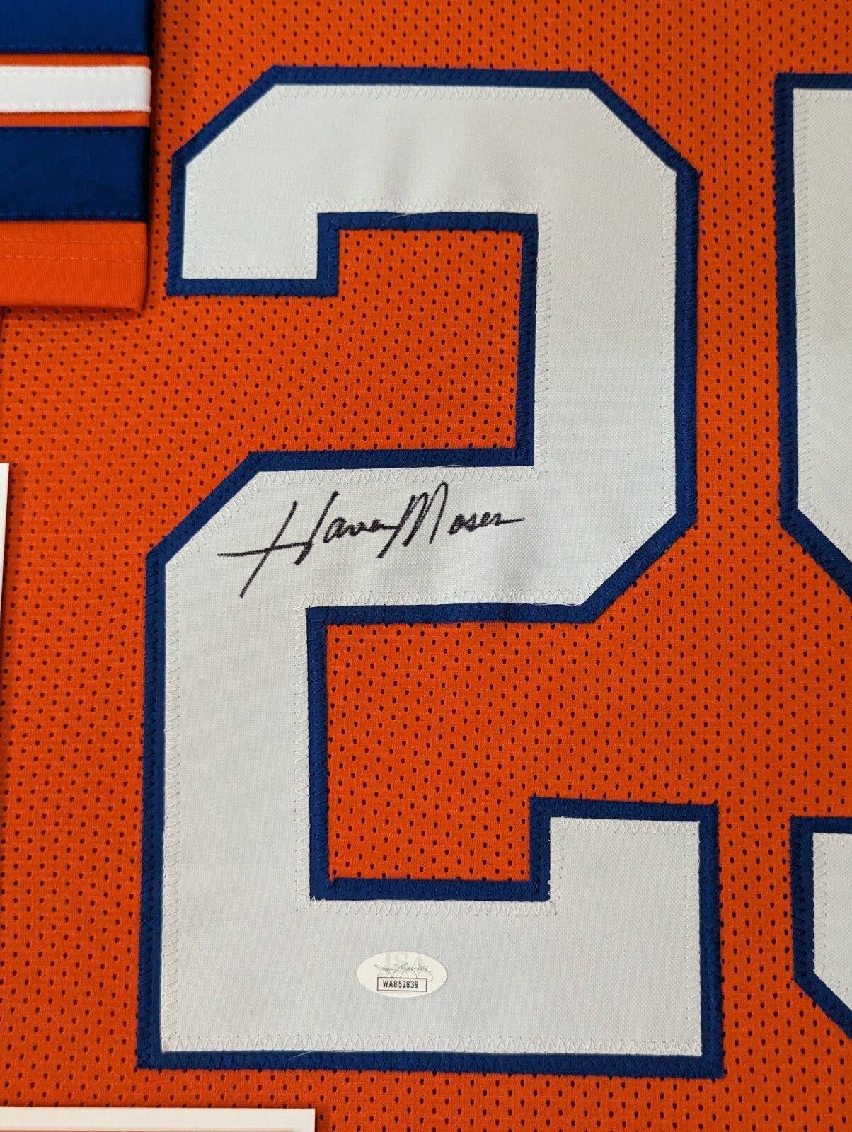 Framed Denver Broncos Haven Moses Autographed Signed Jersey Jsa Coa