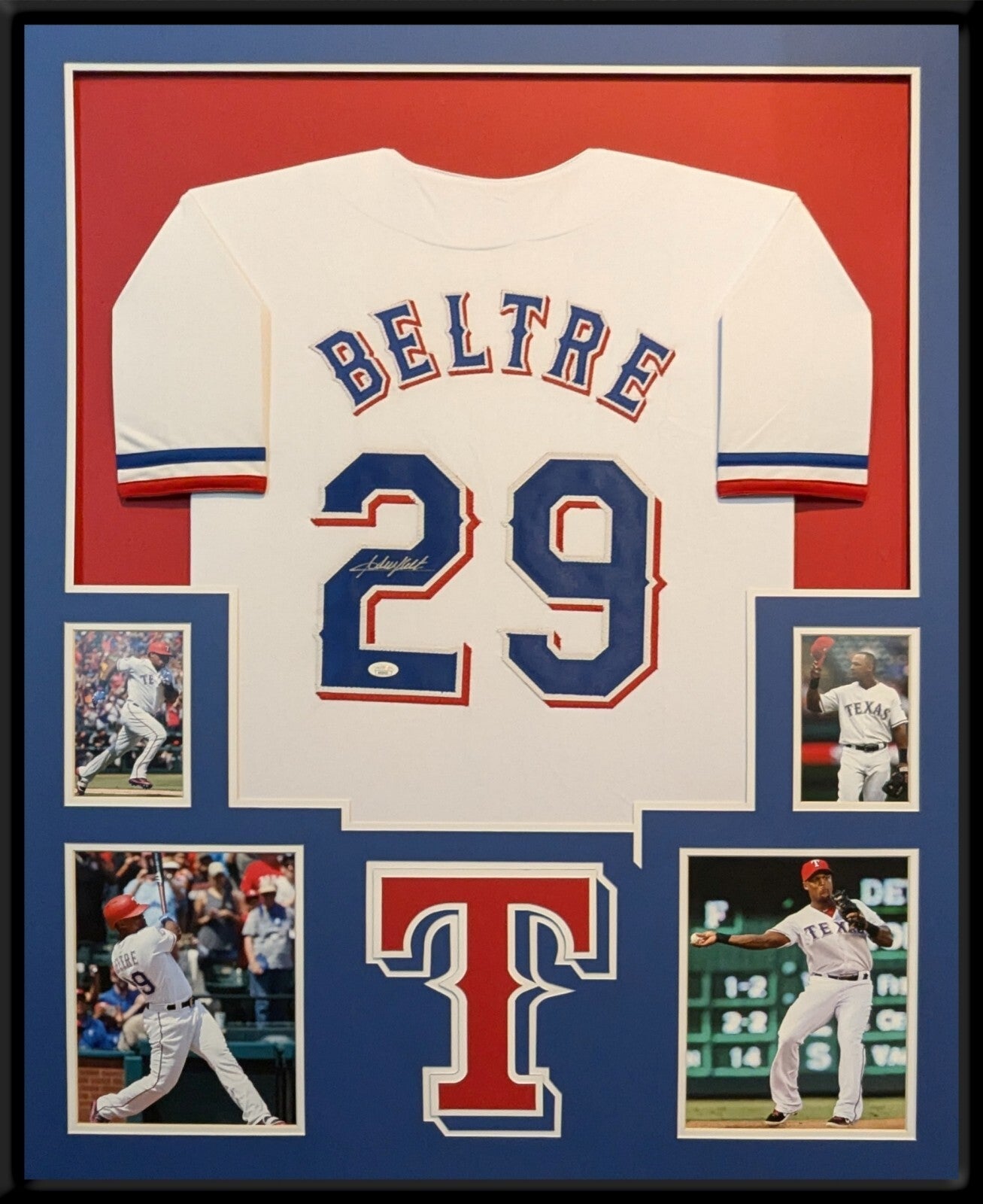 Framed Texas Rangers Adrian Beltre Autographed Signed Jersey Jsa Coa