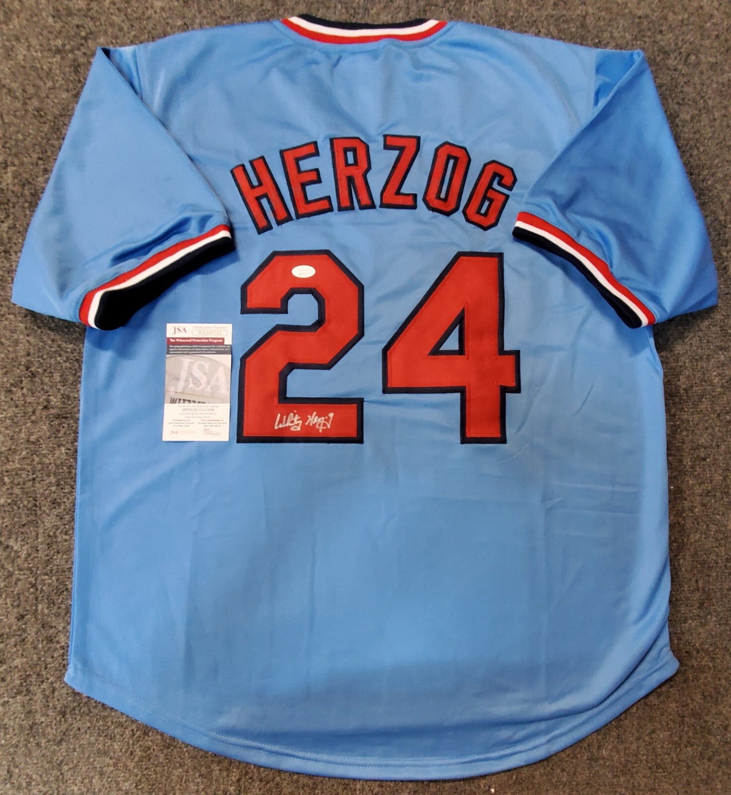 St Louis Cardinals Style Whitey Herzog Autographed Signed Custom Jersey Jsa Coa