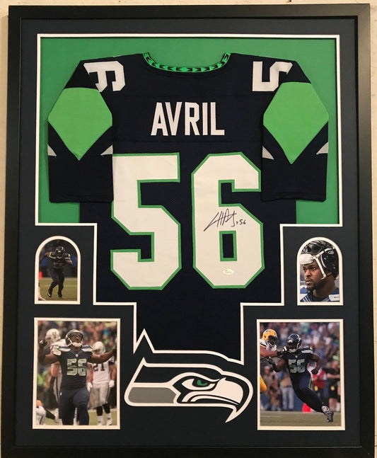 Framed Cliff Avril Autographed Signed Seattle Seahawks Jersey Jsa Coa