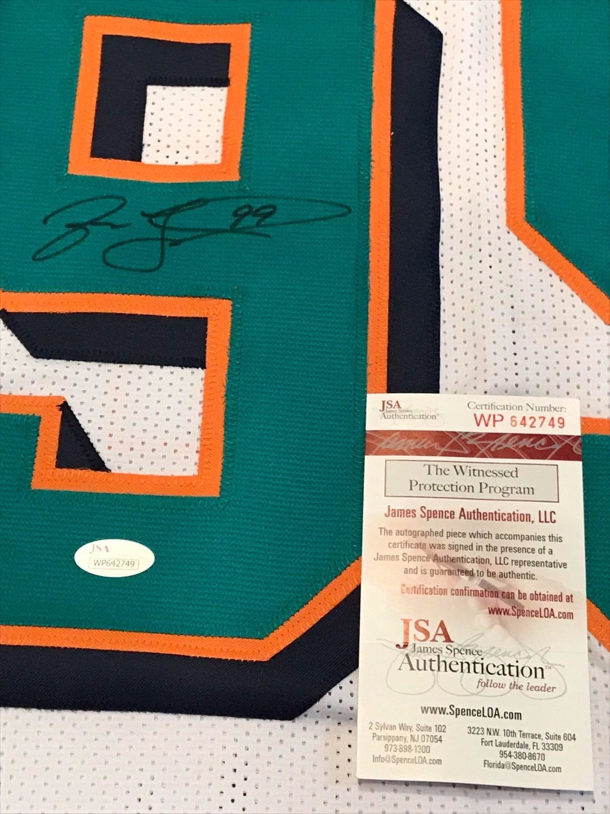 Jason Taylor Autographed Signed Miami Dolphins Jersey Jsa  Coa