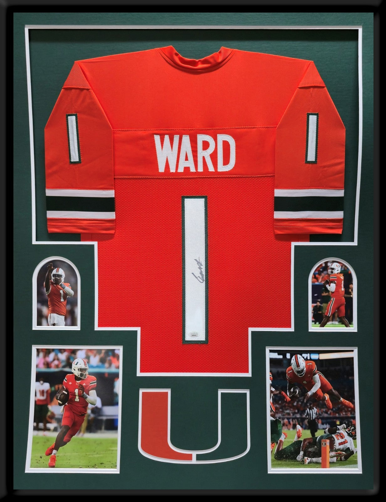 Framed Miami Hurricanes Cam Ward Autographed Signed Jersey Jsa Coa