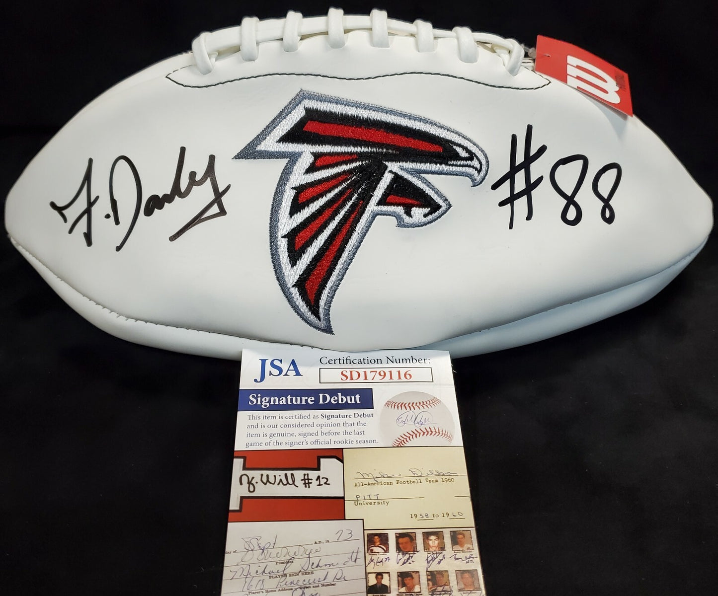 Atlanta Falcons Frank Darby Autographed Signed Falcons Logo Football Jsa Coa