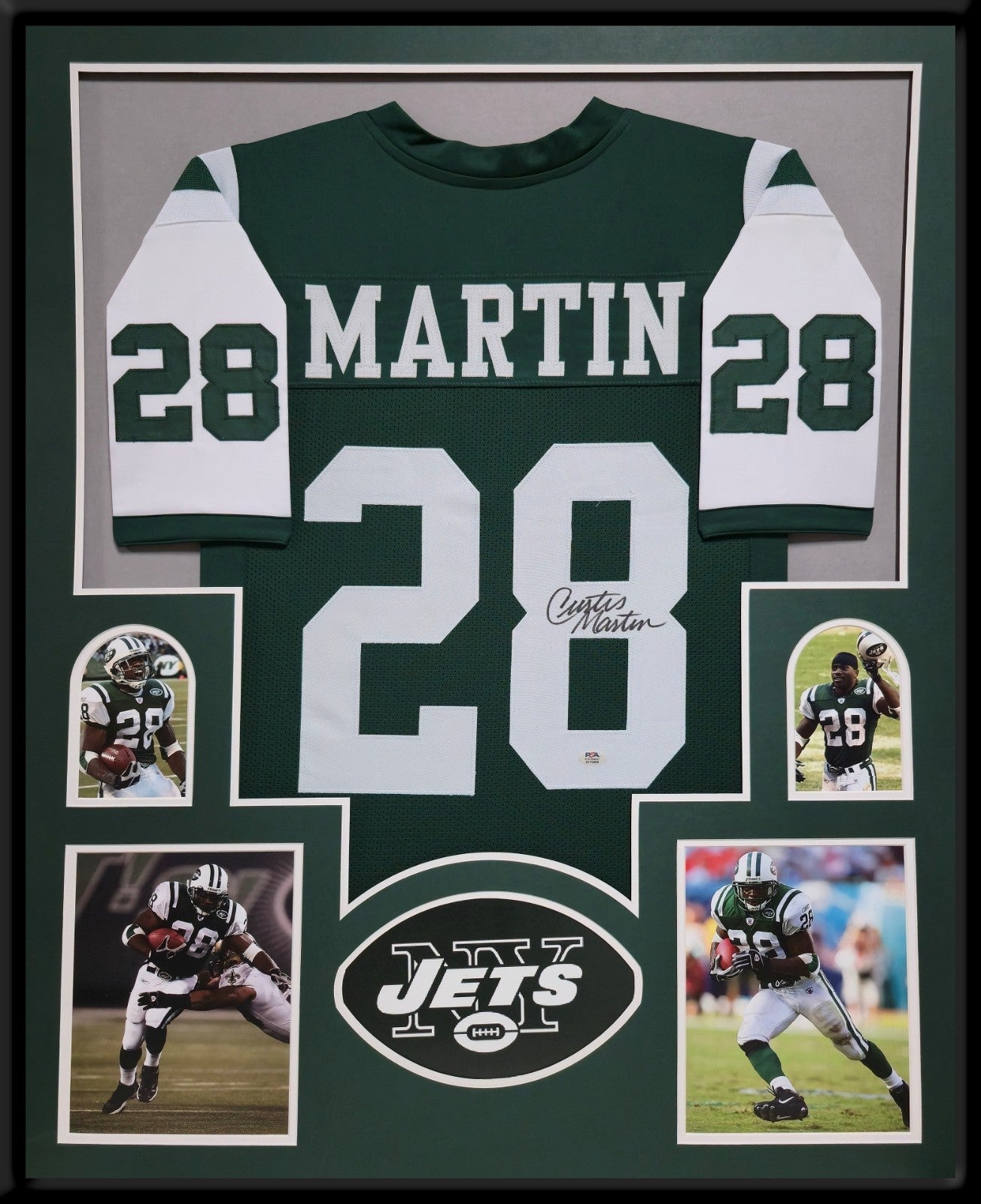 Framed New York Jets Curtis Martin Autographed Signed Jersey Psa Coa