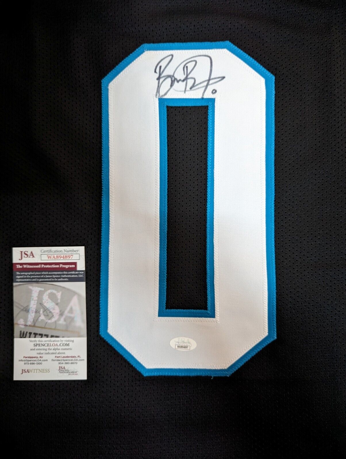 MVP Authentics Carolina Panthers Brian Burns Autographed Signed Jersey Jsa  Coa Number Zero 143.10 sports jersey framing , jersey framing