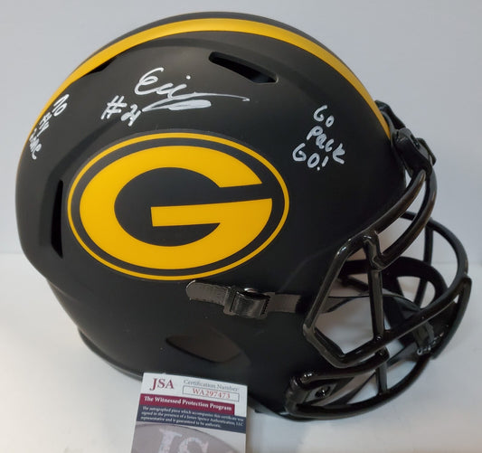 Green Bay Packers Eric Stokes Signed Insc Full Size Eclipse Replica Helmet Jsa