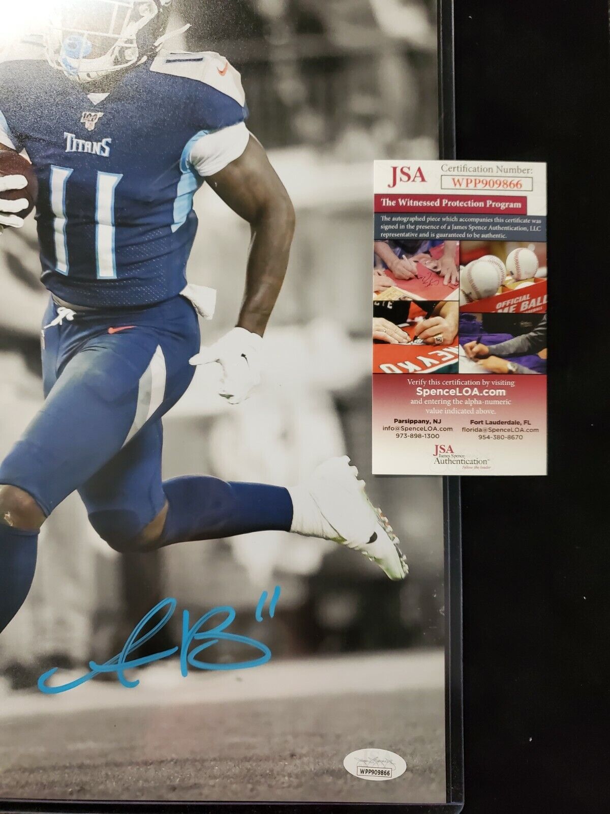MVP Authentics Tennessee Titans Aj Brown Autographed Signed 11X14 Photo Jsa  Coa 89.10 sports jersey framing , jersey framing