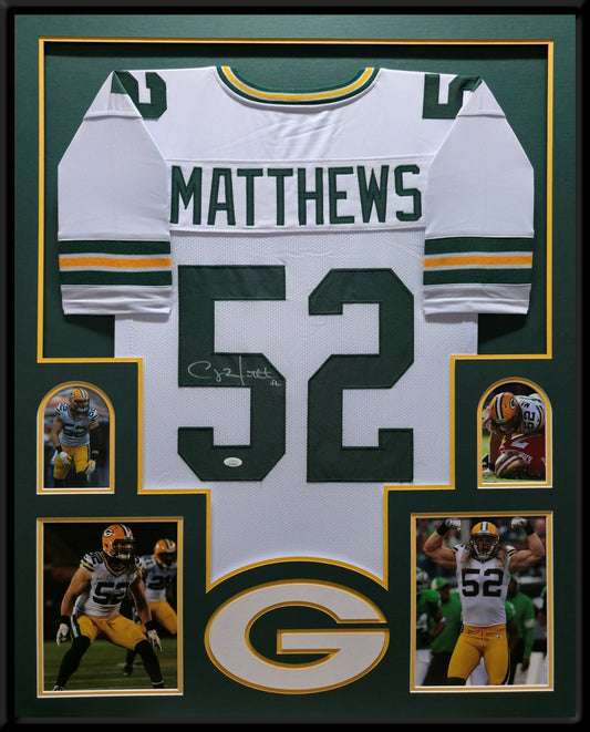 Framed Green Bay Packers Clay Matthews Autographed Signed Jersey Jsa Coa