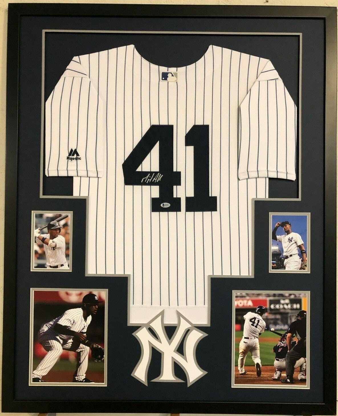 Framed N.Y. Yankees Miguel Andujar Autographed Signed Jersey Beckett Coa