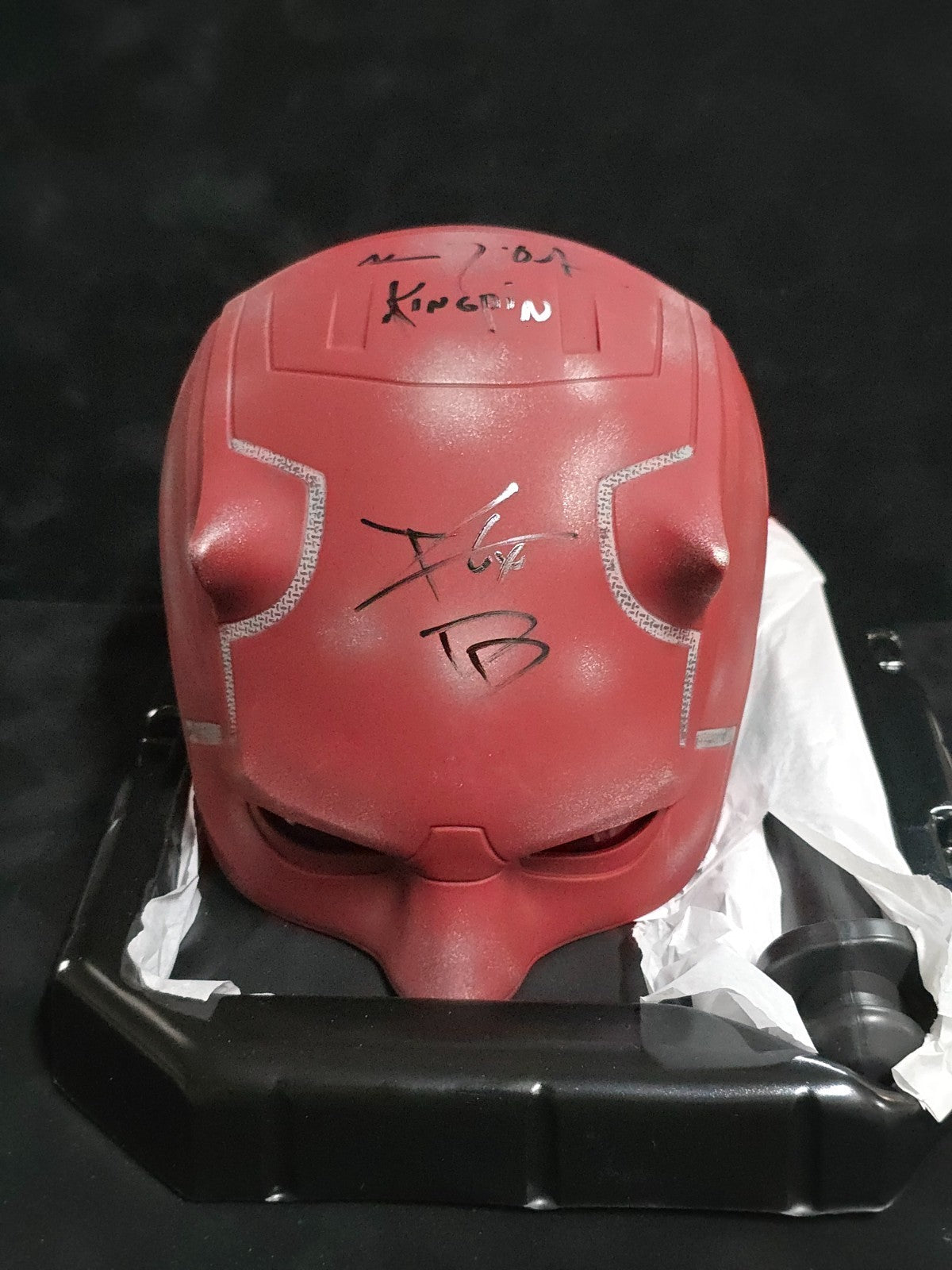 Charlie Cox / Vincent D'onofrio Signed Official Daredevil Cowl W/Stand Jsa Coa