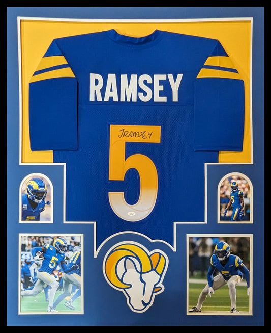 Framed Los Angeles Rams Jalen Ramsey Autographed Signed Jersey Jsa Coa