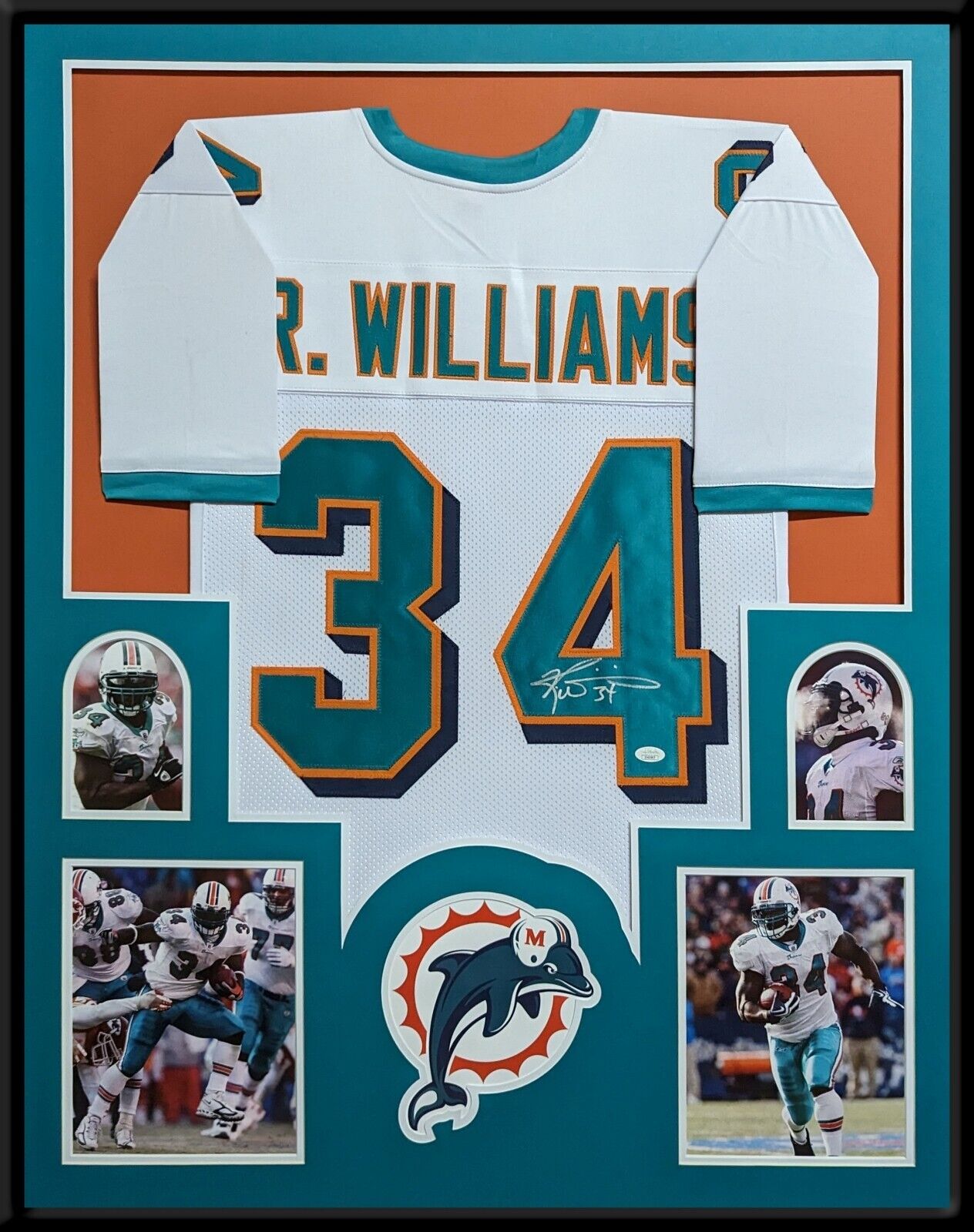 MVP Authentics Framed Miami Dolphins Ricky Williams Autographed Signed Jersey Jsa Coa 427.50 sports jersey framing , jersey framing