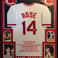 Framed Cincinnati Reds Rose Autographed Signed Stat Jersey Jsa Coa