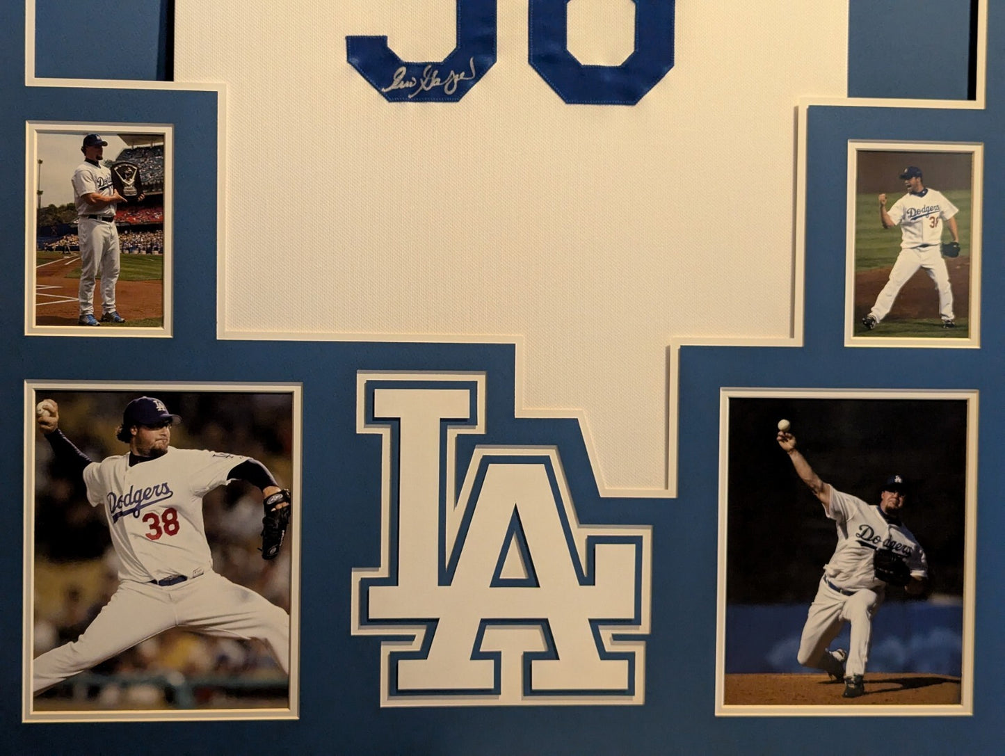Framed Eric Gagne Autographed Signed La Dodgers Jersey Jsa Coa