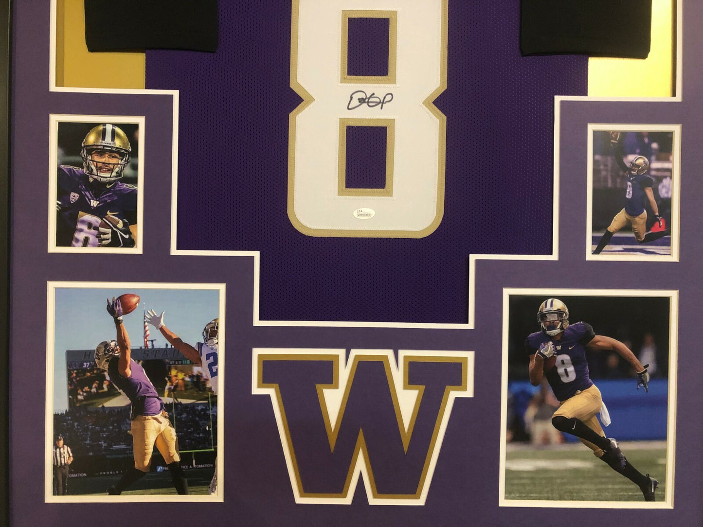 Framed Washington Huskies Dante Pettis Autographed Signed Jersey Jsa Coa