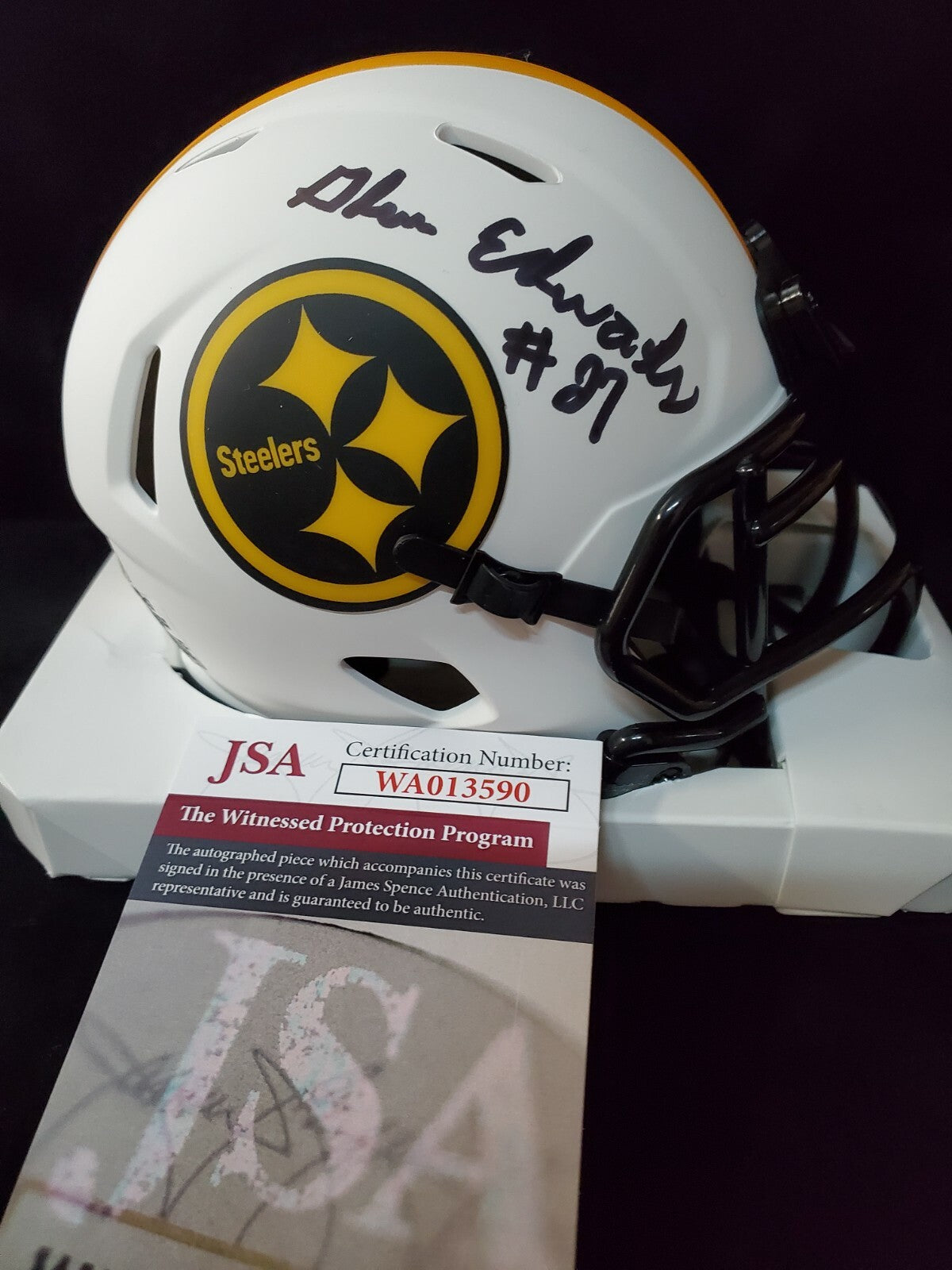 Pittsburgh Steelers Glen Edwards Signed Lunar Mini Helmet Jsa Coa