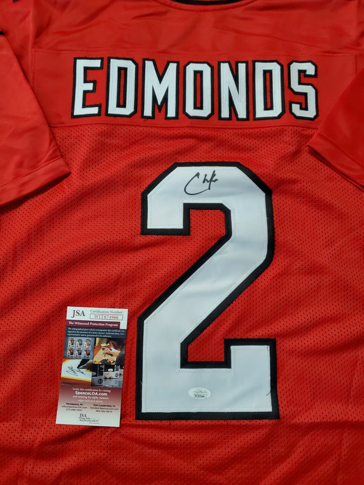 Arizona Cardinals Chase Edmonds Autographed Signed Jersey Jsa Coa