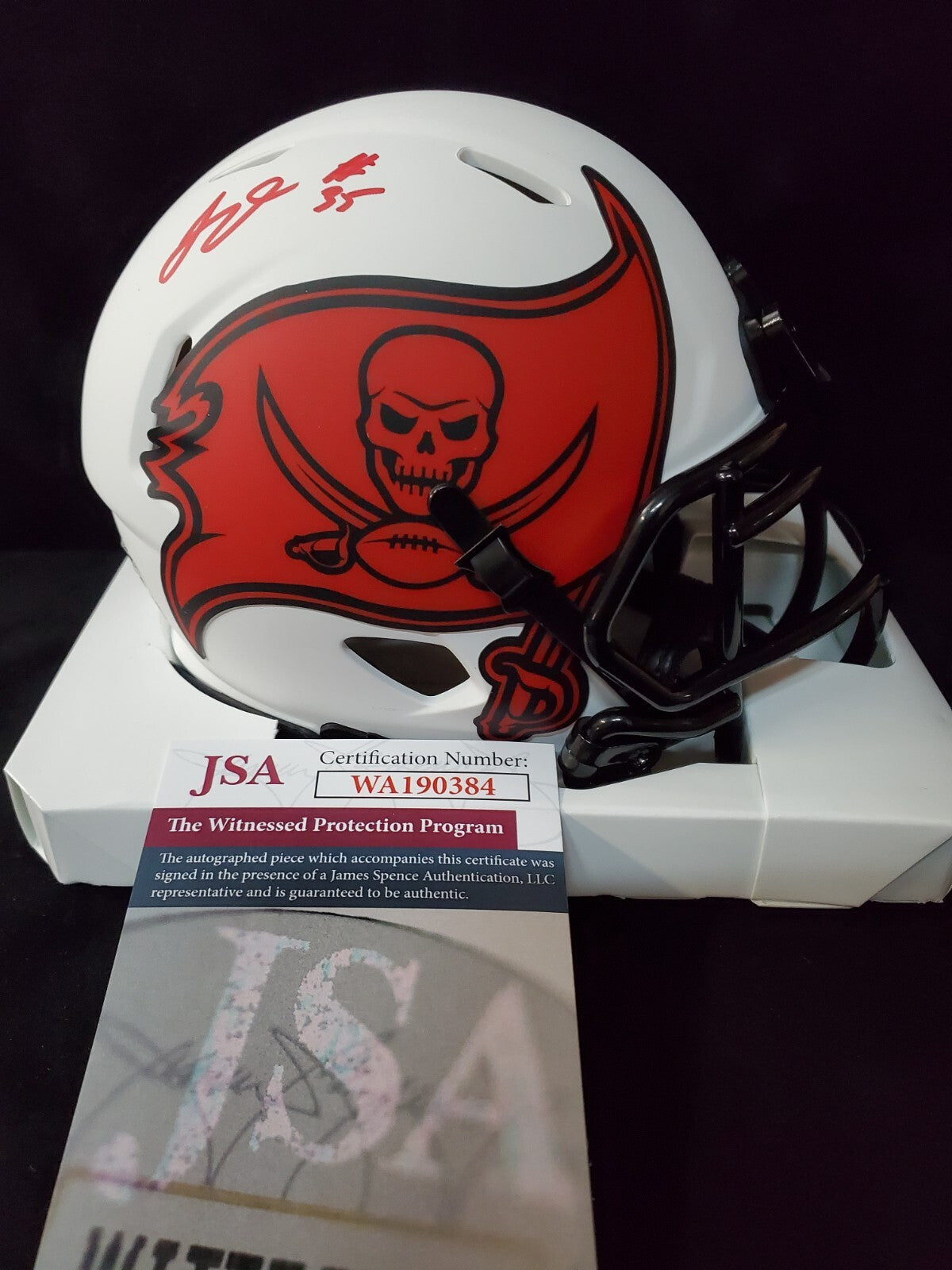 Tampa Bay Buccaneers Jamel Dean Autographed Lunar Eclipse Mini Helmet Jsa Coa