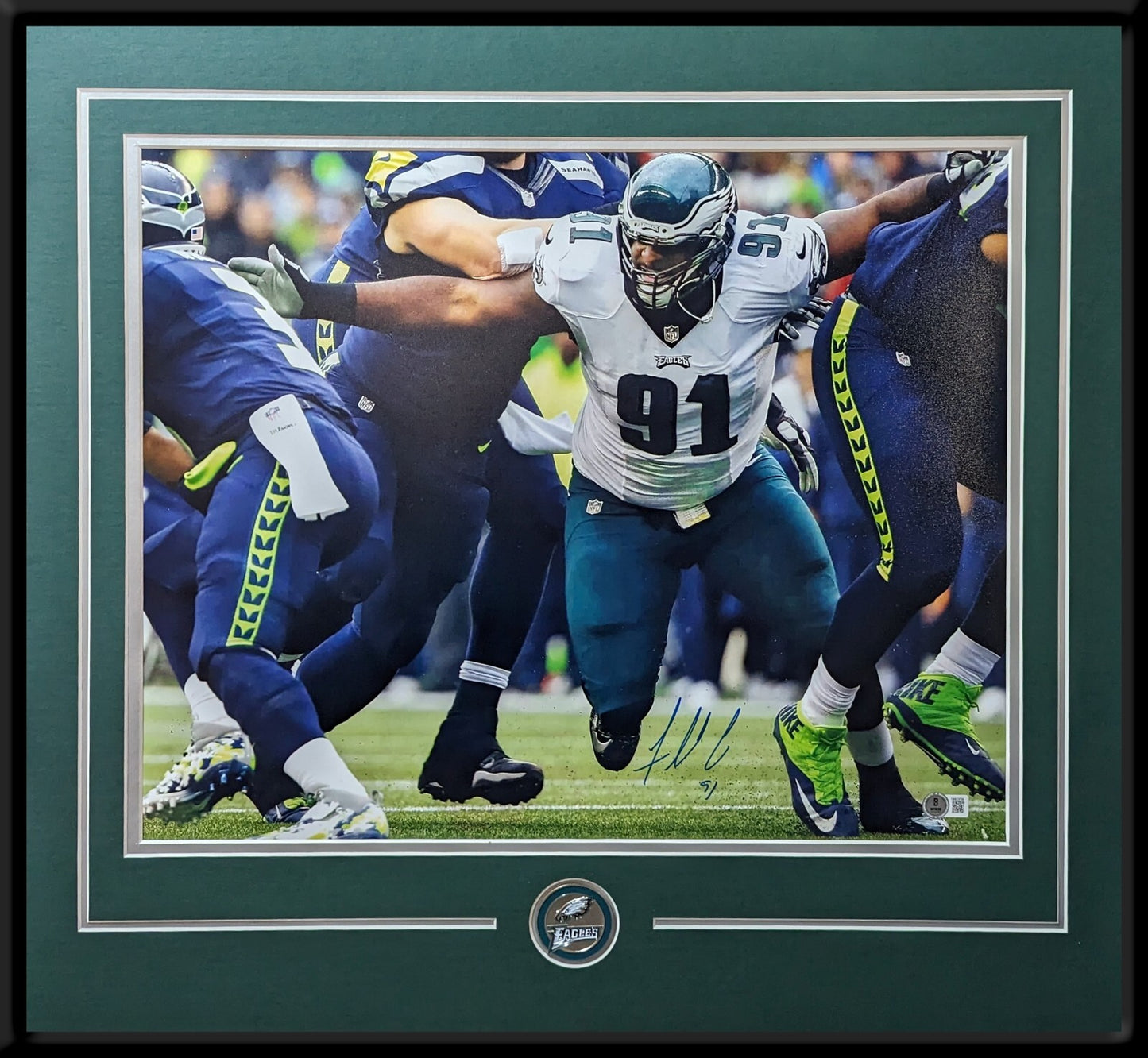 Philadelphia Eagles Fletcher Cox Framed Signed 16X20 Photo Beckett Hologram