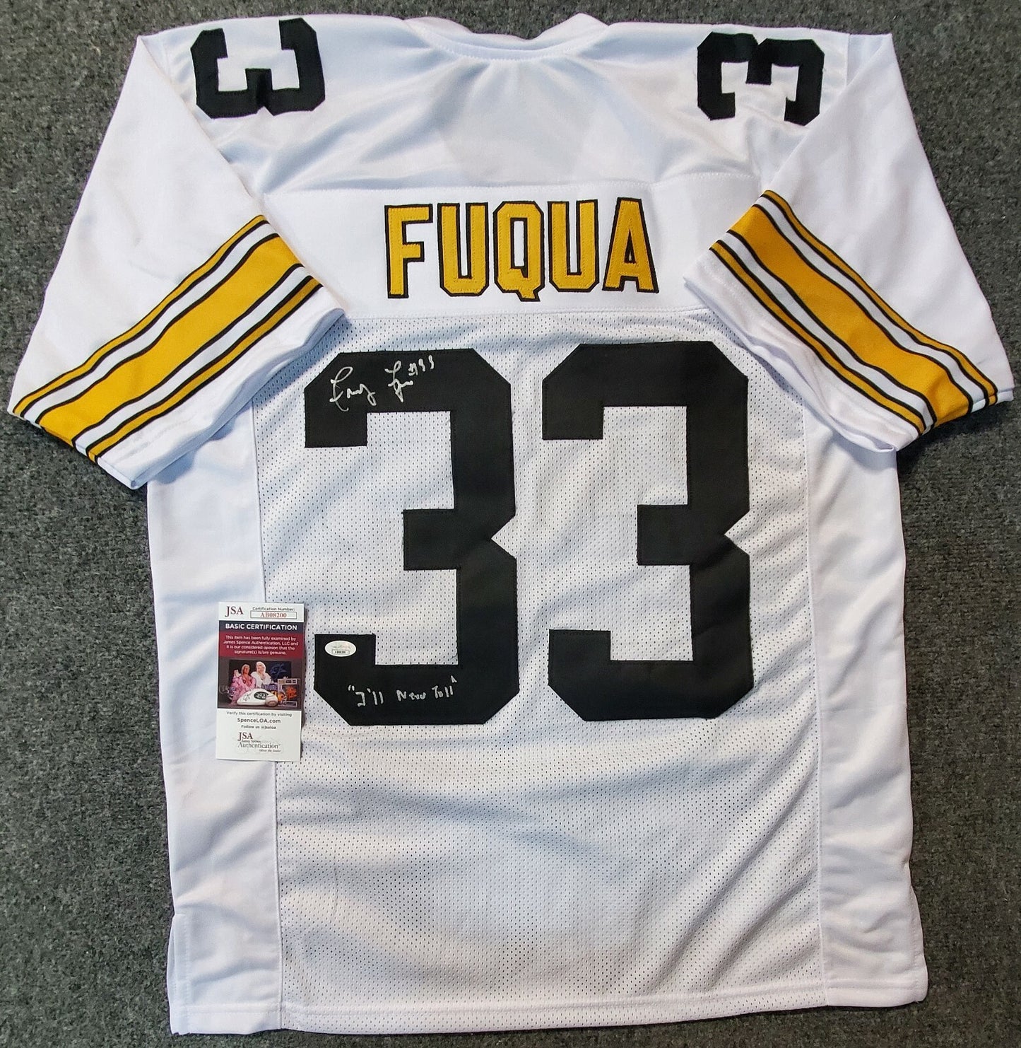 Pittsburgh Steelers John "Frenchy" Fuqua Autographed Signed Insc Jersey Jsa Coa