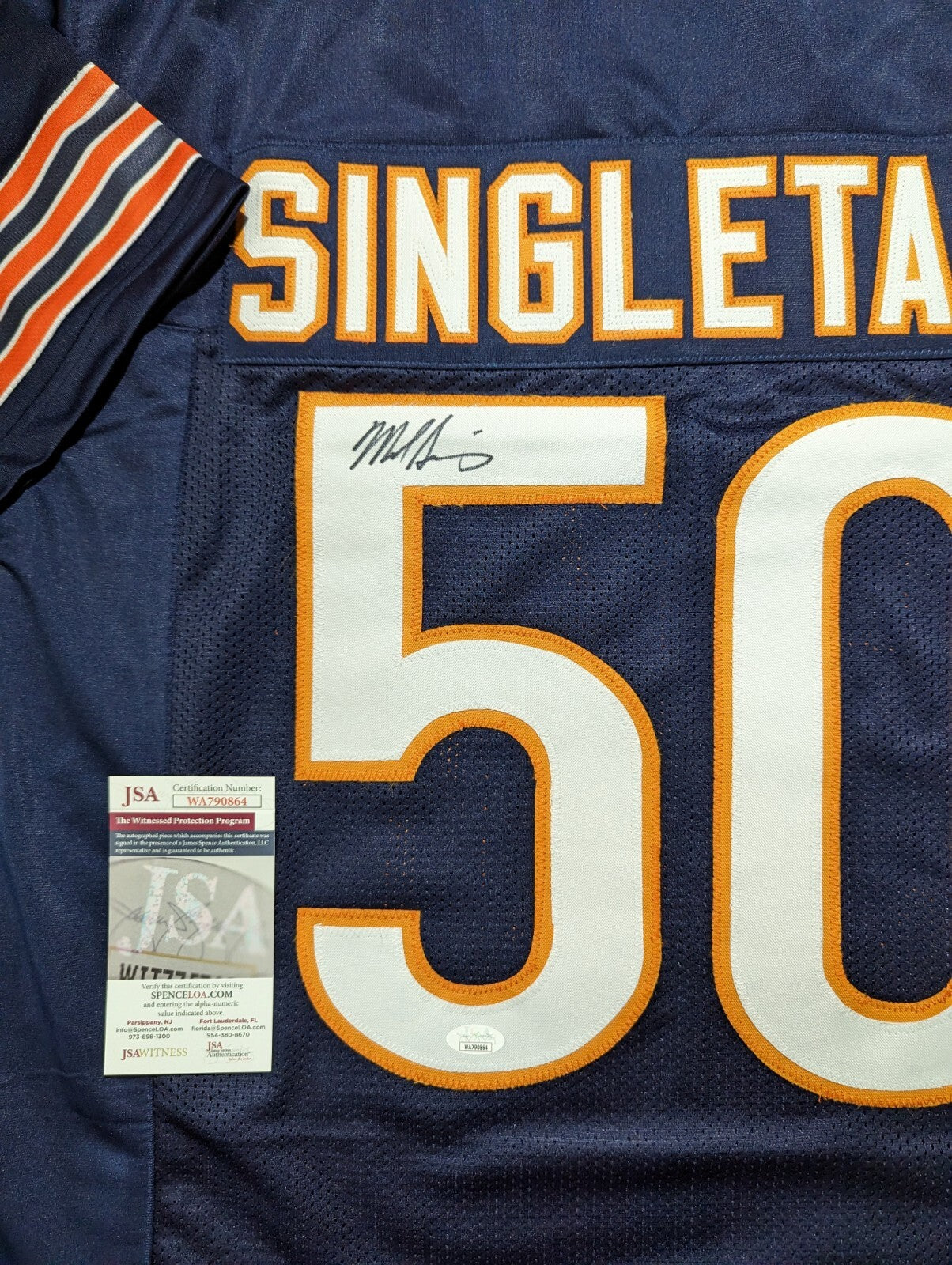 Chicago Bears Mike Singletary Autographed Signed Jersey Jsa Coa