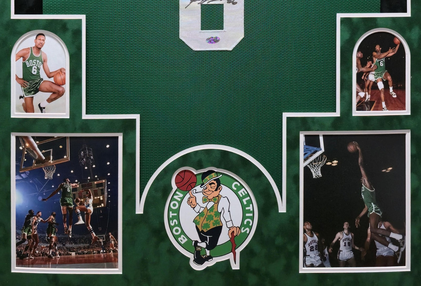 Suede Framed Boston Celtics Bill Russell Autograph Signed Jersey Hollywood Holo
