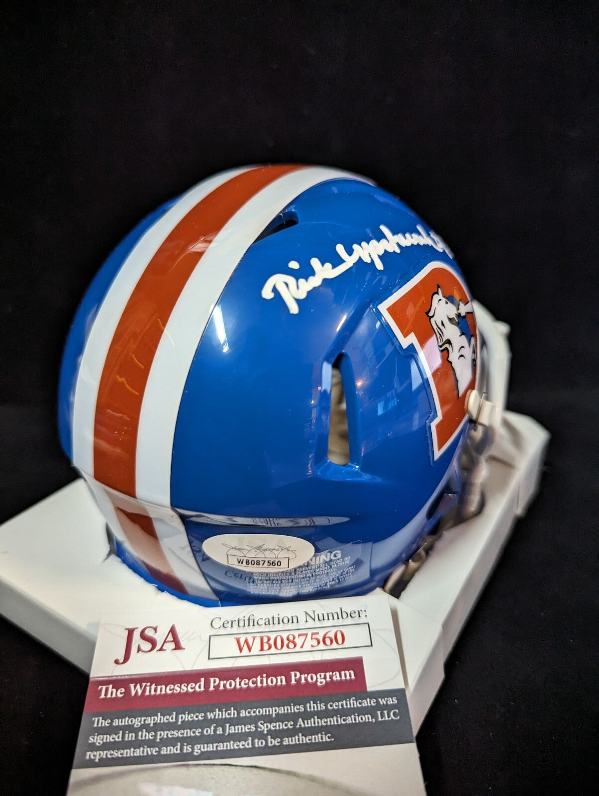 Denver Broncos Rick Upchurch Autographed Inscribed Throwback Mini Helmet Jsa Coa