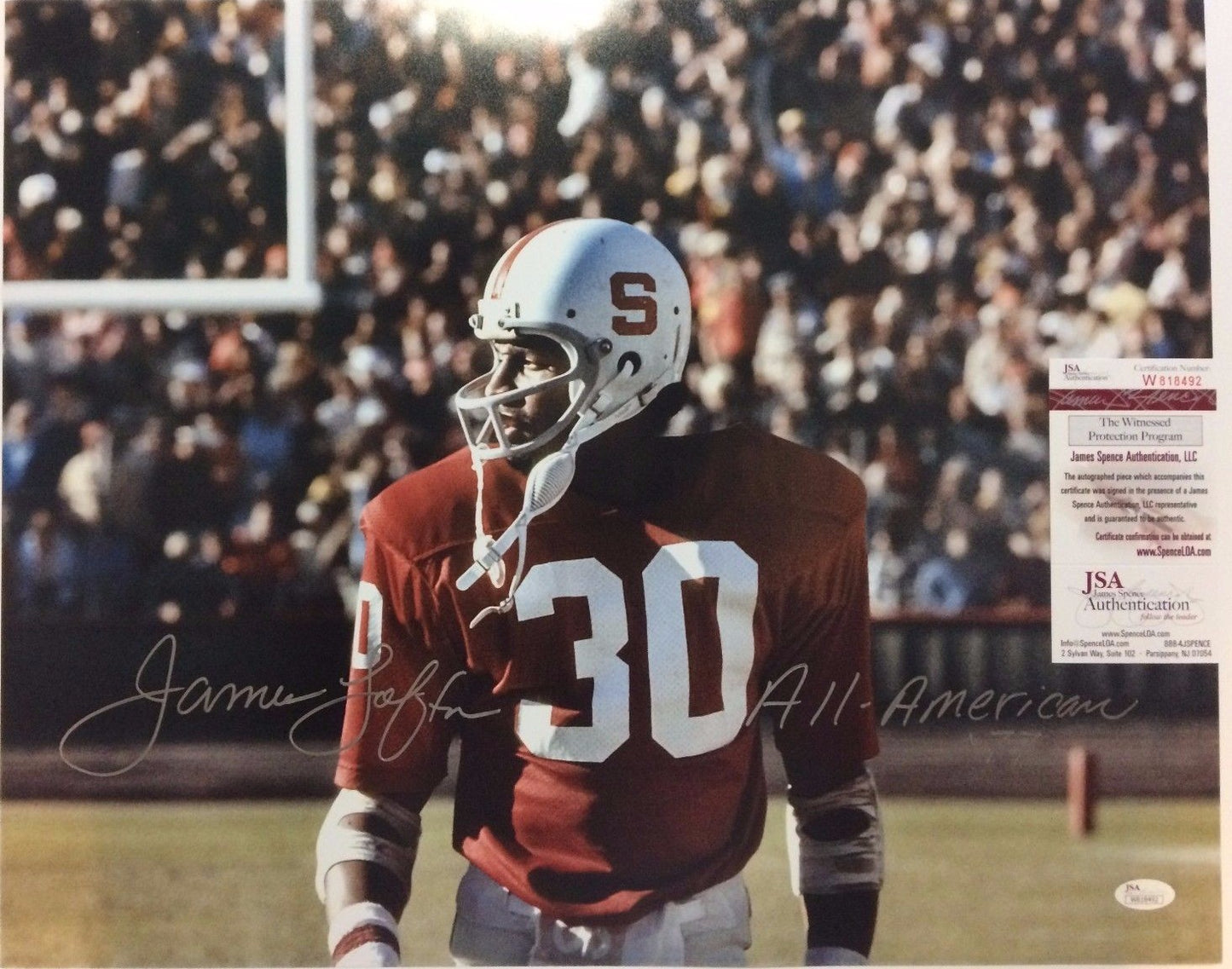 James Lofton Autographed Signed Inscribed Stanford Cardinals 16X20 Photo Jsa Coa