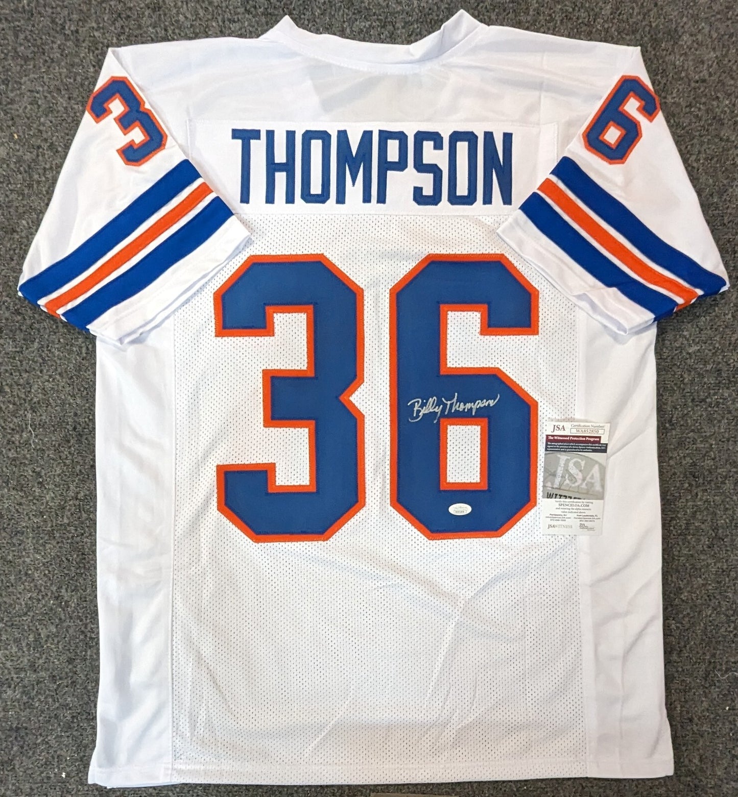 Denver Broncos Billy Thompson Autographed Signed Jersey Jsa Coa