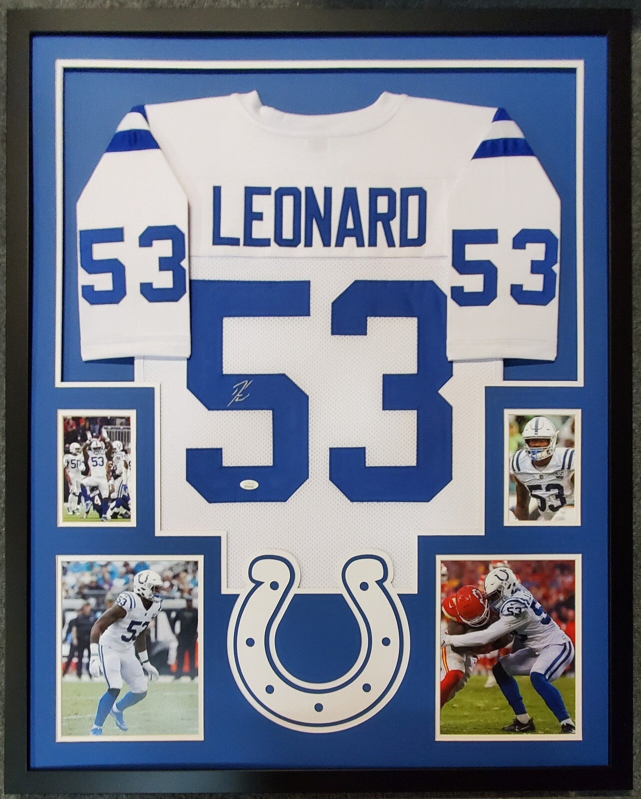 Framed Indianapolis Colts Darius Shaquille Leonard Signed Jersey Jsa Coa