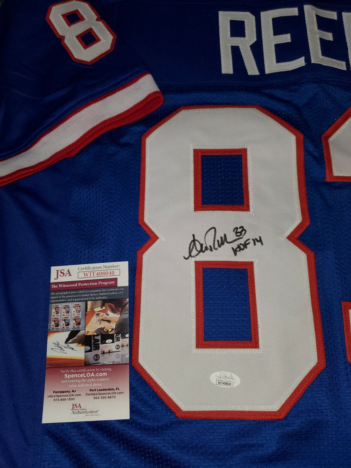 Buffalo Bills Andre Reed Autographed Signed Stat Jersey Jsa  Coa