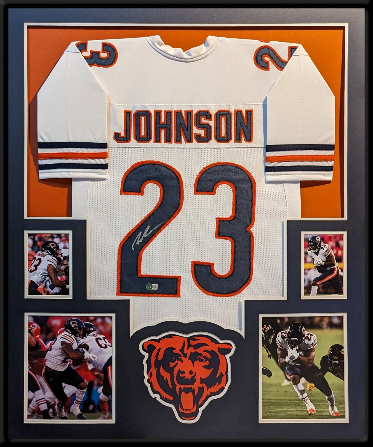 Framed Chicago Bears Roschon Johnson Autographed Signed Jersey Beckett Holo