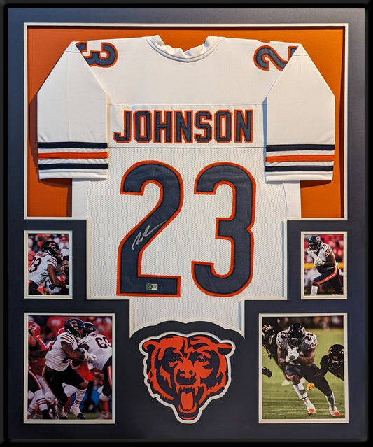 Framed Chicago Bears Roschon Johnson Autographed Signed Jersey Beckett Holo
