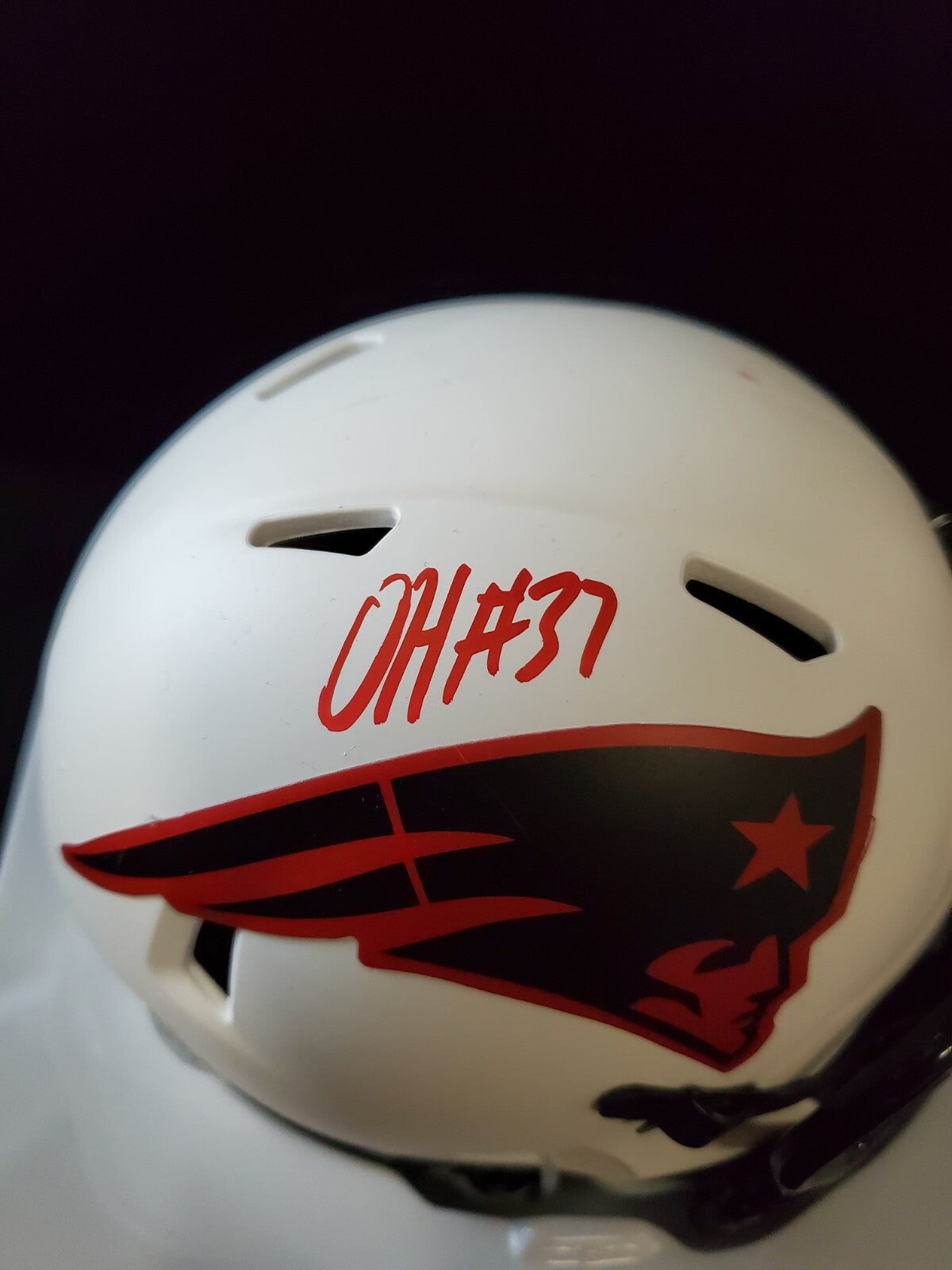 Damien Harris Signed New England Patriots Lunar Mini Helmet Beckett Holo