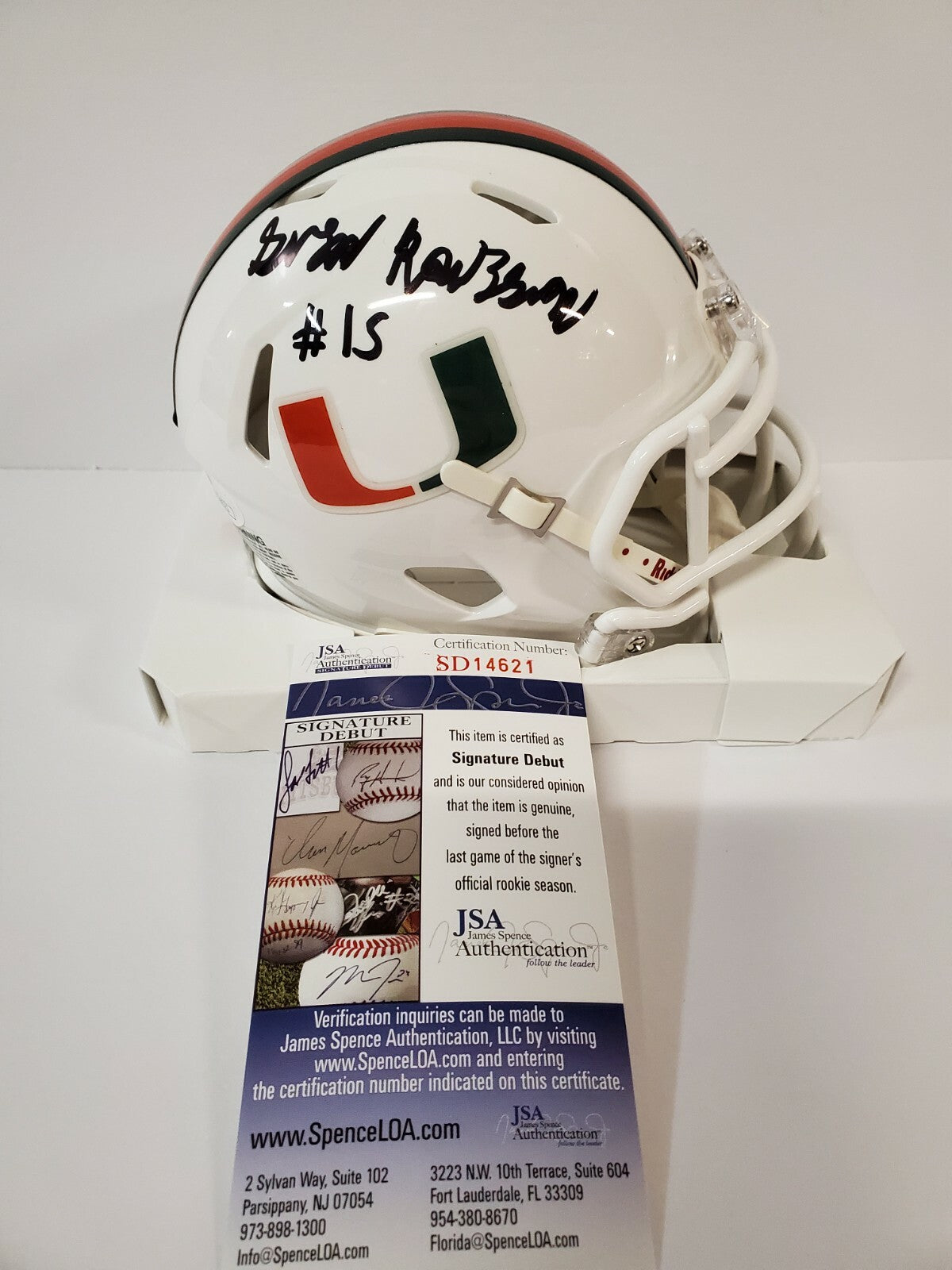 Greg Rousseau Autographed Signed Miami Hurricanes Mini Helmet Jsa Coa