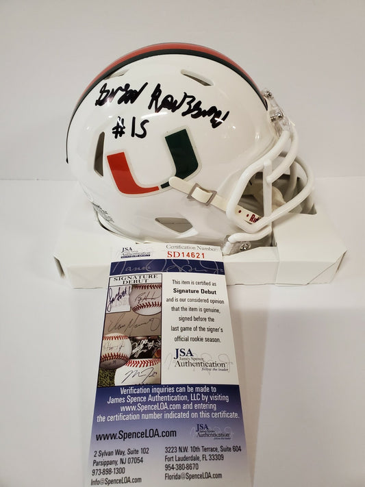 Greg Rousseau Autographed Signed Miami Hurricanes Mini Helmet Jsa Coa