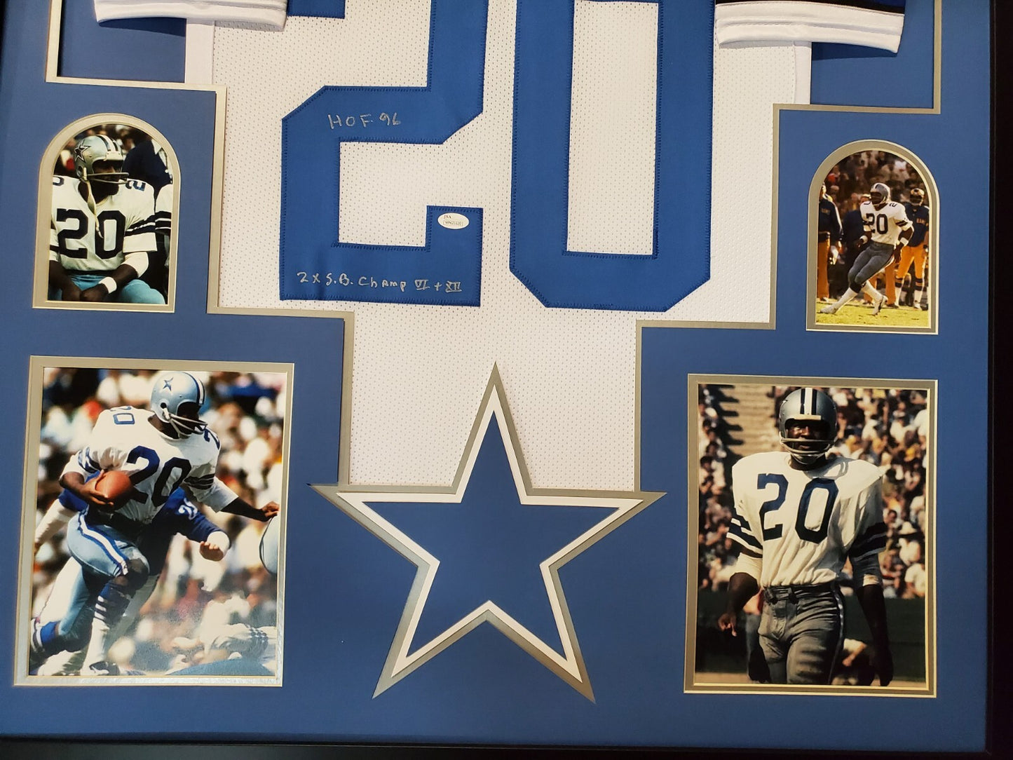 Framed Dallas Cowboys Mel Renfro Autographed Signed 2X Inscribed Jsa Coa