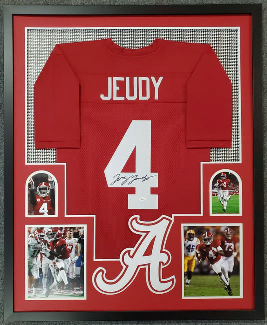 Framed Jerry Jeudy Autographed Signed Alabama Crimson Tide Jersey Jsa Coa