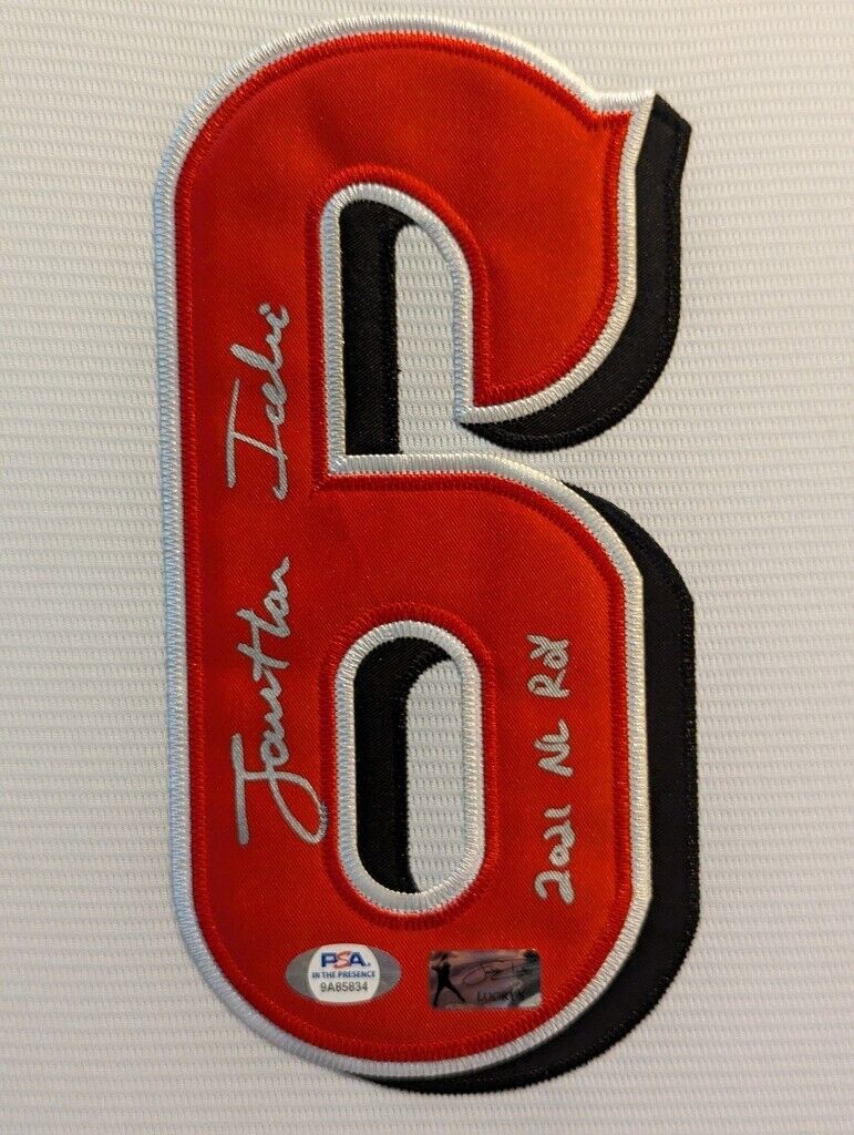 MVP Authentics Framed Cincinnati Reds Jonathan India Autographed Signed Jersey Psa Coa 450 sports jersey framing , jersey framing