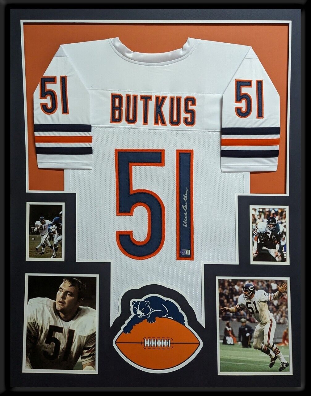MVP Authentics Framed Chicago Bears Dick Butkus Autographed Signed Jersey Beckett Holo 562.50 sports jersey framing , jersey framing
