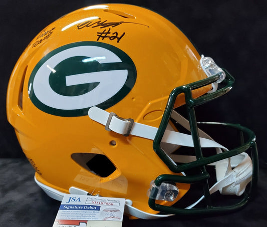 Green Bay Packers Eric Stokes Signed Insc Full Size Speed Authentic Helmet Jsa