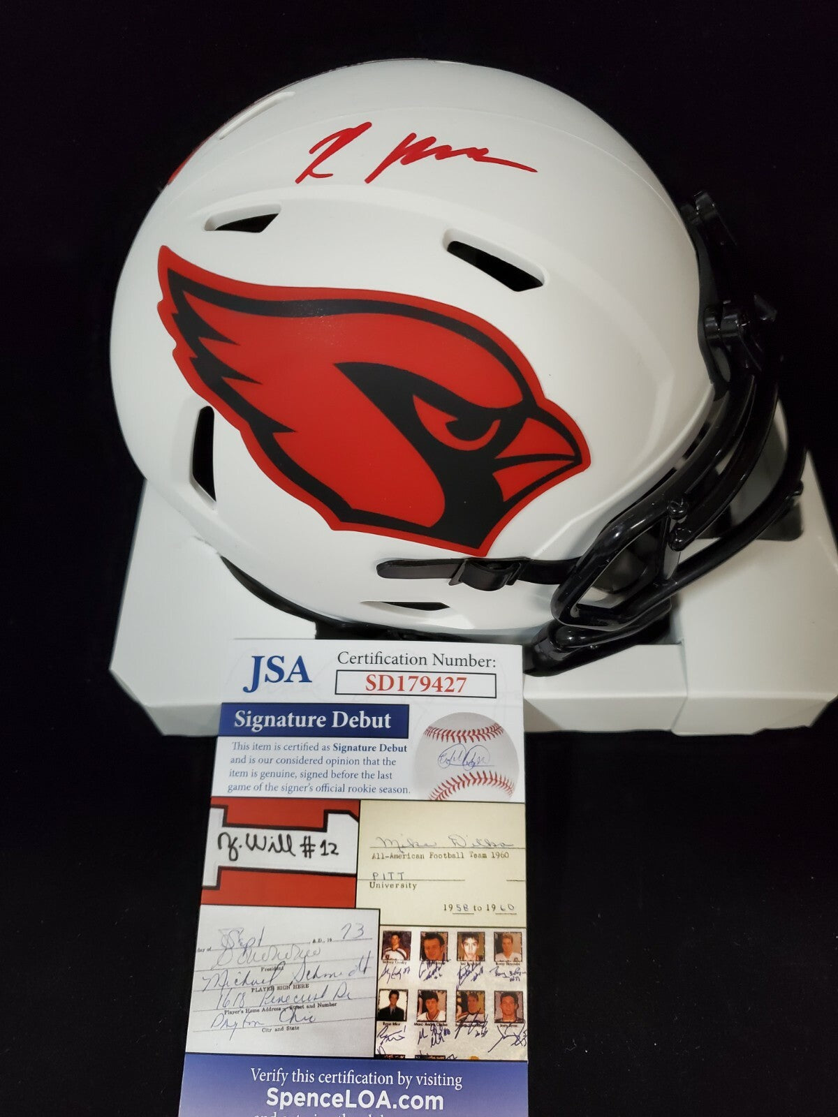 Arizona Cardinals Rondale Moore Autographed Lunar Mini Helmet Jsa Coa