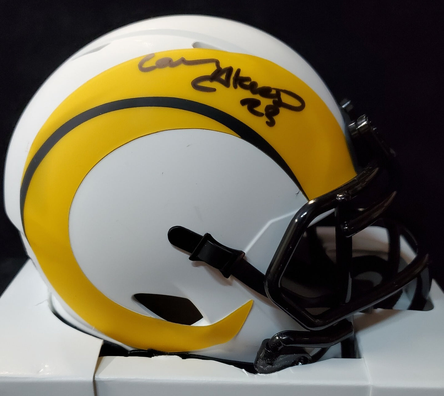Los Angeles Rams Cam Akers Autographed Lunar Mini Helmet Beckett Holo