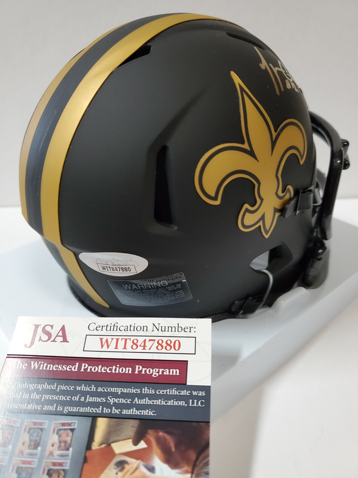 New Orleans Saints Marques Colston Signed Eclipse Mini Helmet Jsa Coa